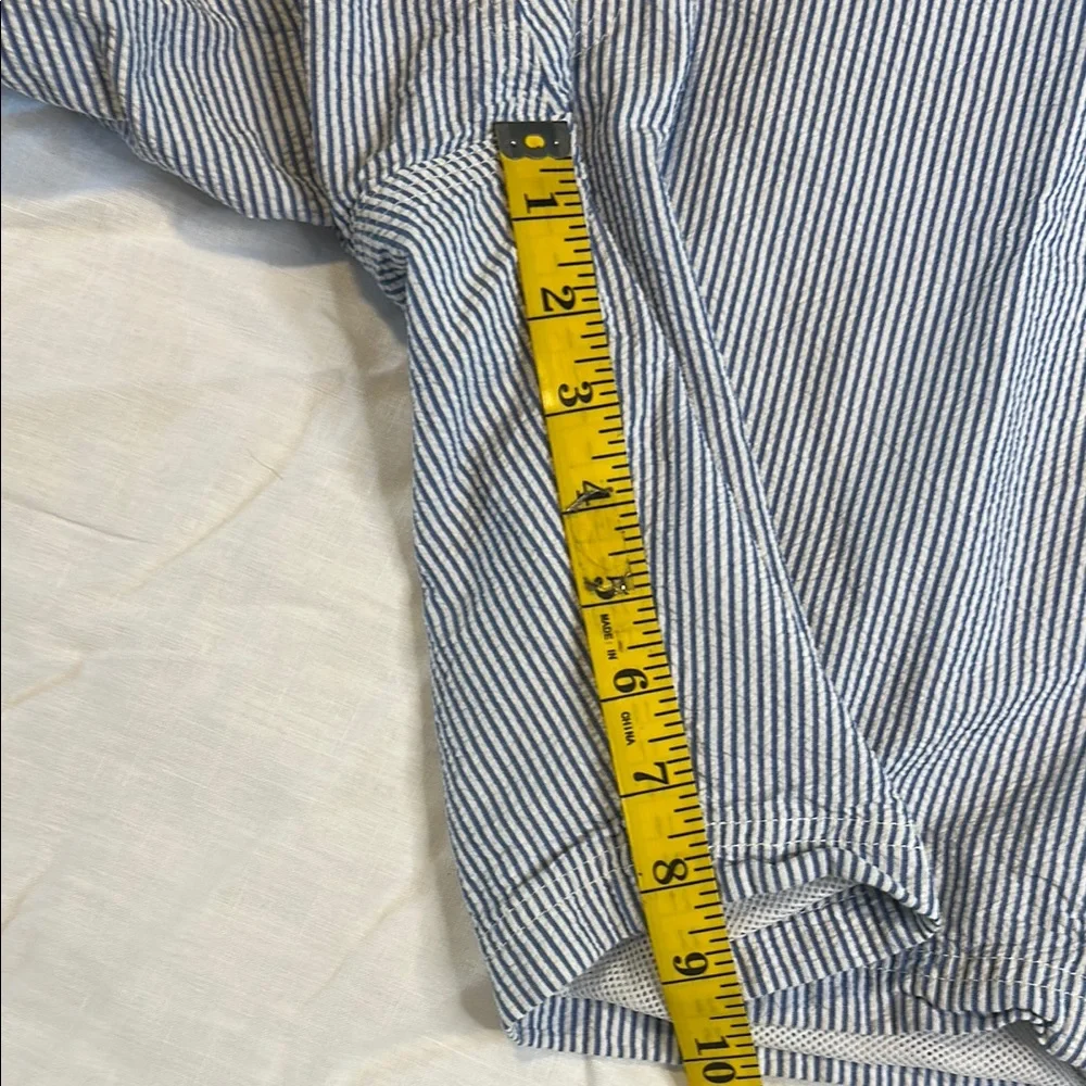 J. Crew Blue and White Board Shorts with Drawstring Waist